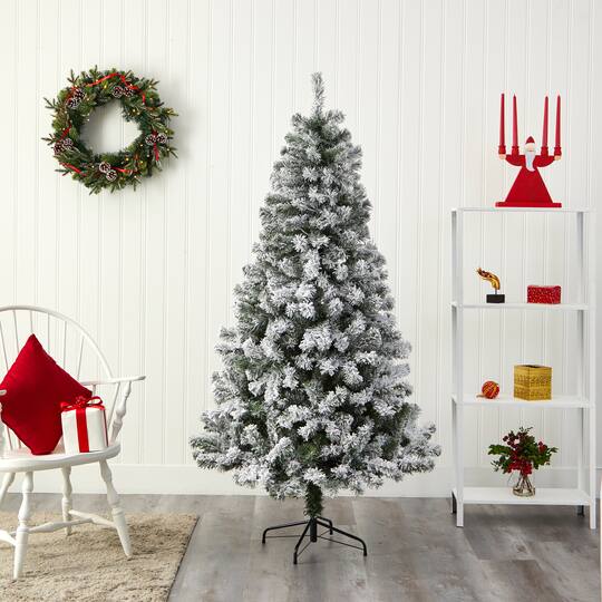 6ft. Unlit Flocked Rock Springs Spruce Artificial Christmas Tree